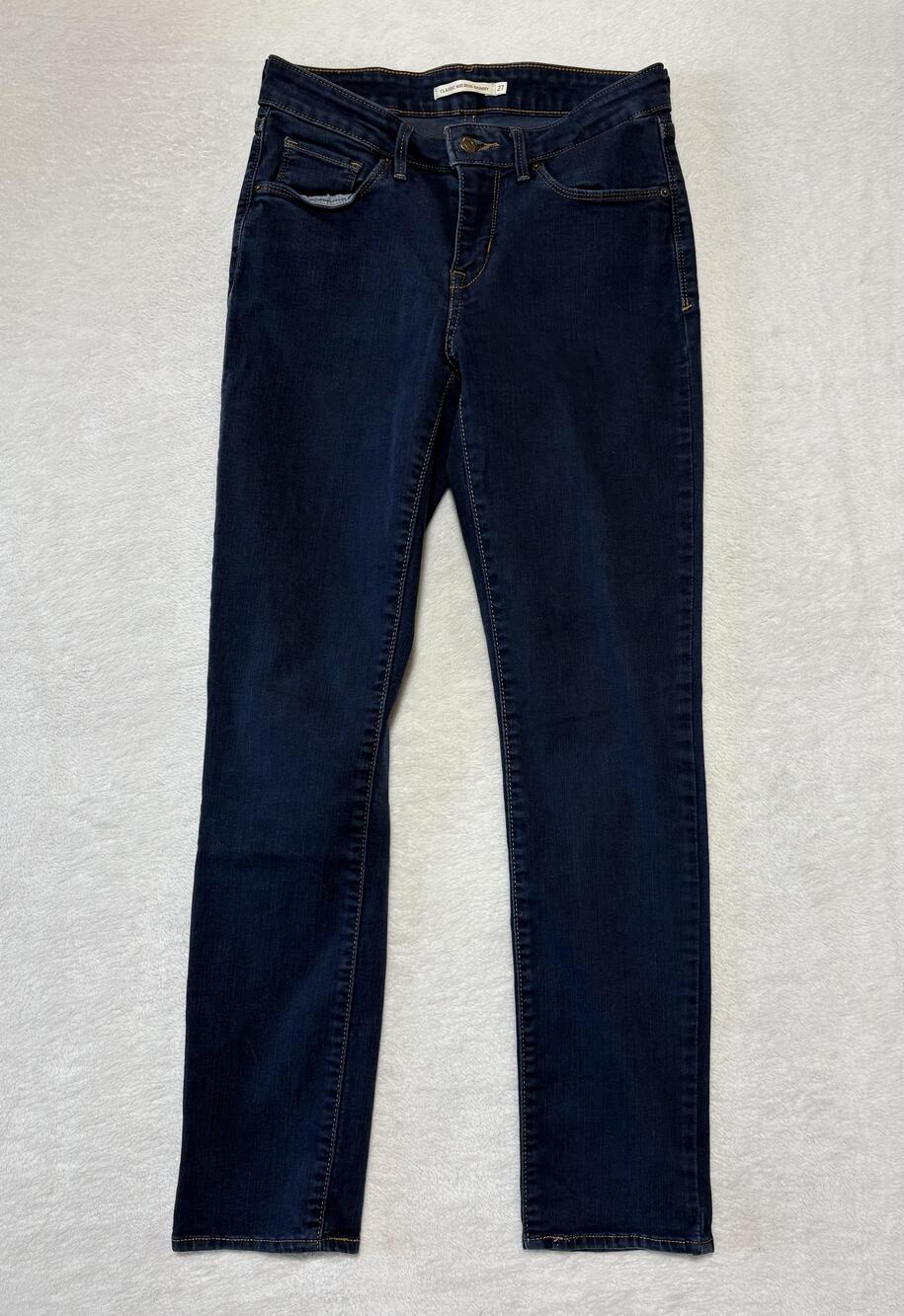 Levi's Classic Mid Rise Skinny Jeans Womens 4M Blue Dark Wash Stretch Denim